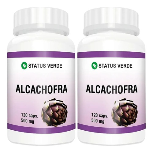2 Potes Alcachofra Pura 100% Natural Kit 240 Caps - Status Verde