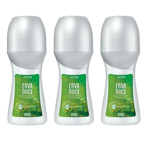 Kit Com 03 Desodorantes Roll-on Antitranspirante Erva Doce