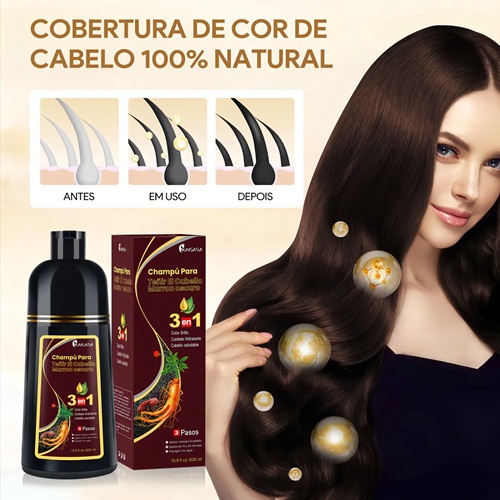 Cabelo grisalho，black hair shampoo cabelos grisalhos Marrom Escuro