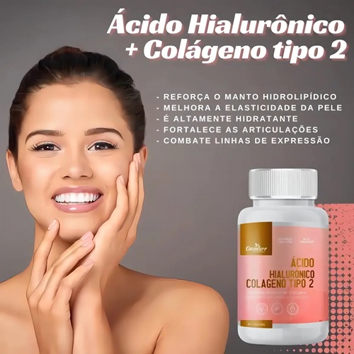 Kit 3 Potes Denature Ácido Hialurônico Colágeno Tipo 2 Vitamina C