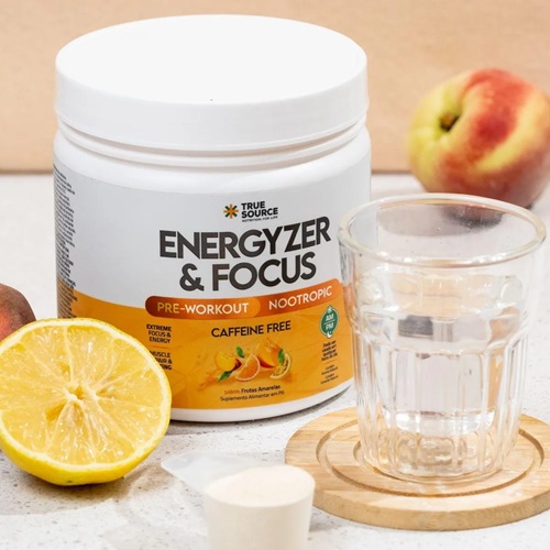 Energyzer & Focus True Source Pré-treino Foco E Energia Sabor Frutas Amarelas