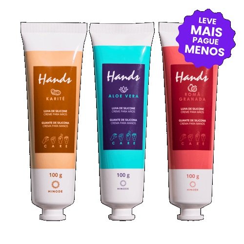 Kit 3 Luvas De Silicone Hands Aloe Vera + Romã + Karité