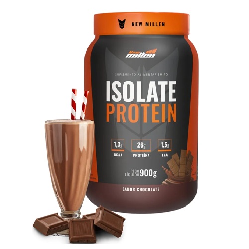 Pote Isolate Protein 900g New Millen Sabor Chocolate em Po- ISOLANTE PROT