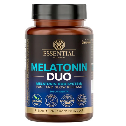 Melatonina Duo 120 comprimidos Essential Nutrition Sabor Menta