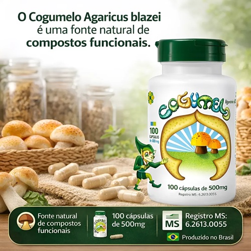 Cogumelo Do So Cogumelo Agaricus Blazei 100 Cáps De 500mg Natural