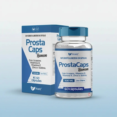 Suplemento ProstaCaps Homem com Licopeno Zinco Selênio 60 Cápsulas Muwiz