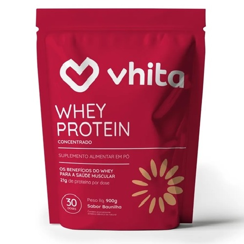 Whey Protein Concentrado 21g proteína Baunilha Vhita - 30 doses