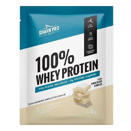 100% Whey Protein Sache Shark Sabor Chocolate Branco