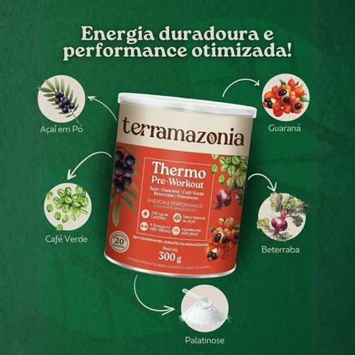 Kit 3 Thermo Pre Workout Açai Guarana Cafe Natural 15g Sem Sabor