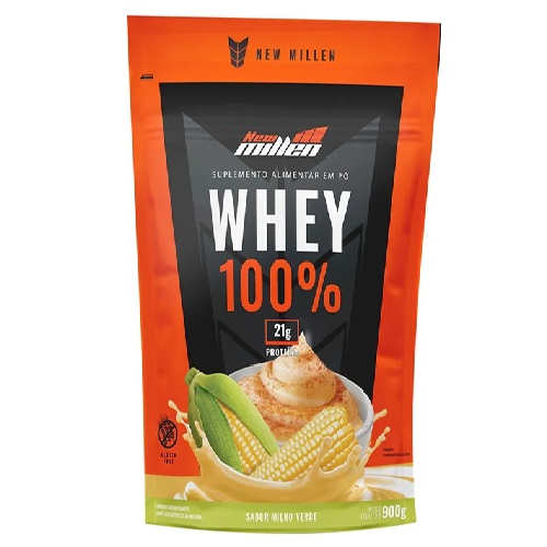 New Millen - Whey 100% 21g De Proteína 900g - Milho Verde